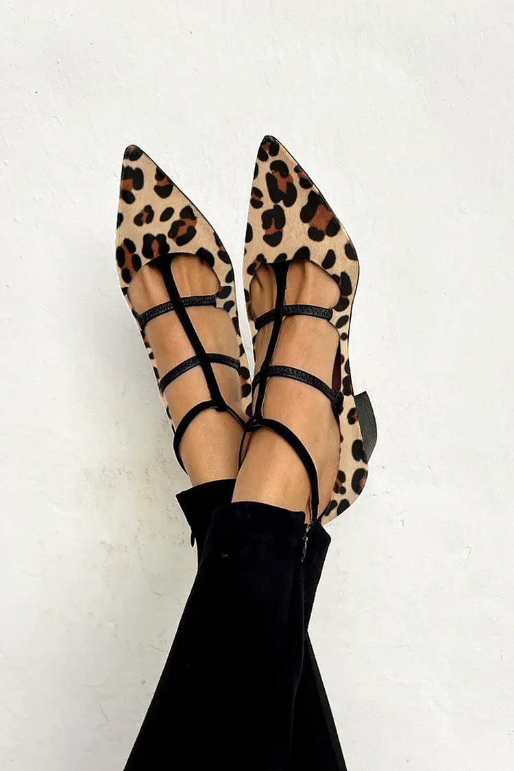 Ludovica™ | Bailarinas con estampado animal y finas correas