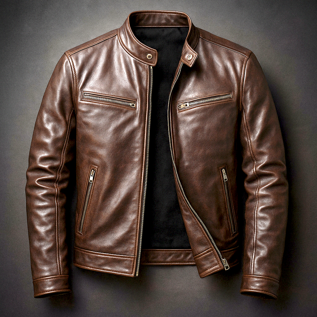 Chaqueta Vintage de Piel Recio - Marrón