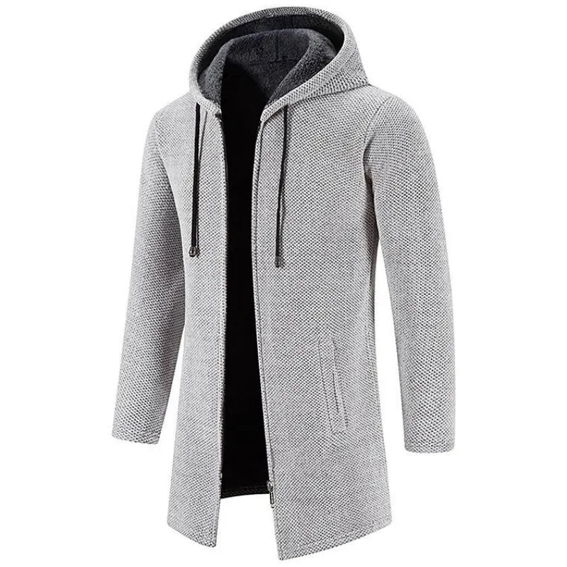 Abrigo Largo con Capucha Elías - Gris Claro