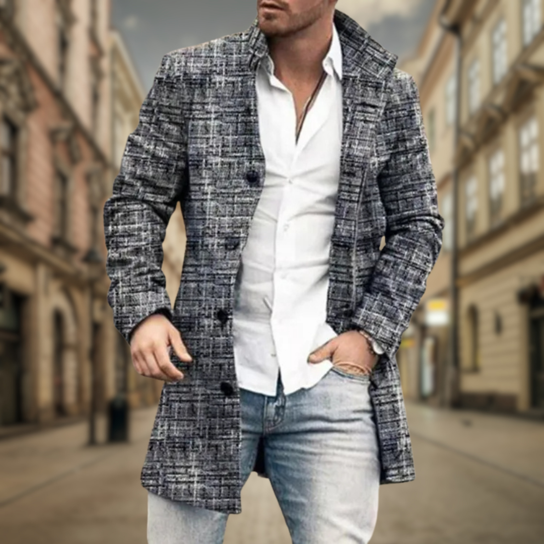 Abrigo Largo Elegante Adrián - Gris y Negro