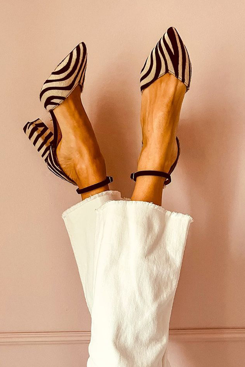 Zebrina™ | Sandalias con tacón medio y patrón de cebra