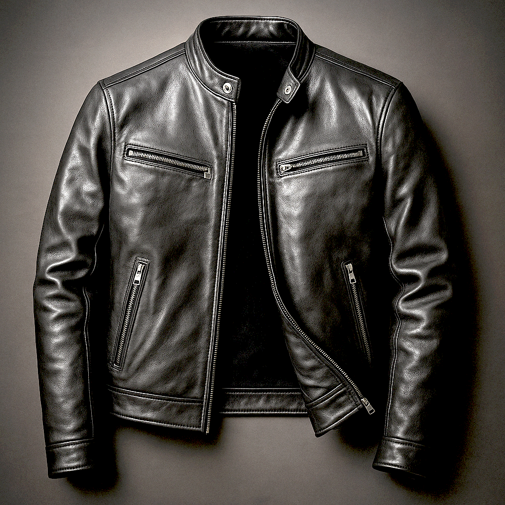 Chaqueta Vintage de Piel Recio - Negro