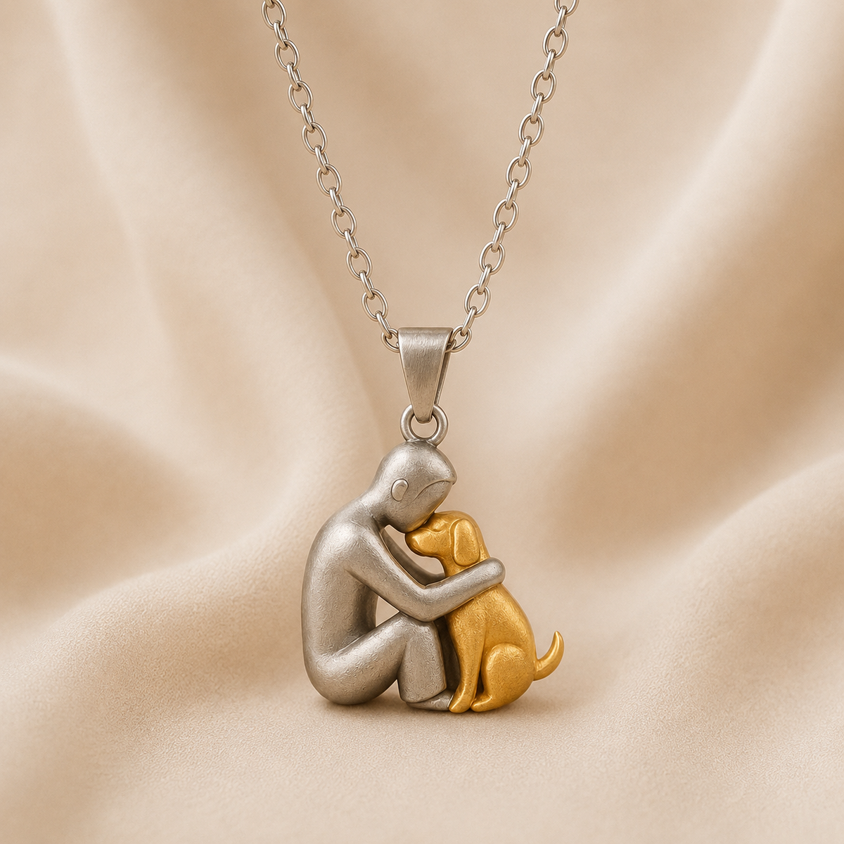 Collar con Colgante de Abrazo - Hombres / Oro