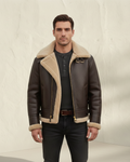 Chaqueta de Cuero Acolchada Maverick - Marrón