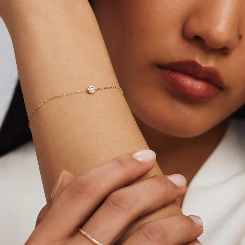 Pulsera con piedra moissanite Cléa | Oro