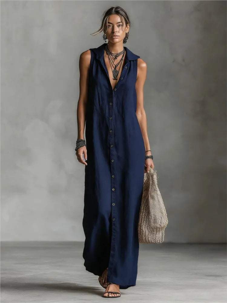 Camila | Vestido Algodón Lino con Capucha