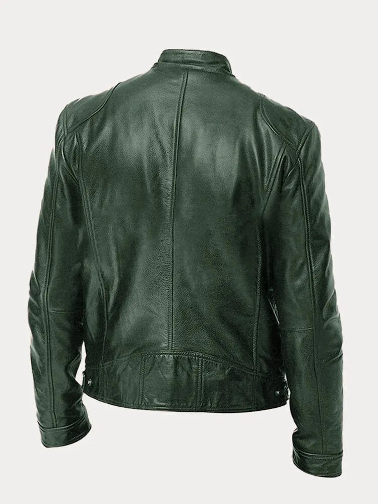 Chaqueta de Cuero Scott - Verde Militar