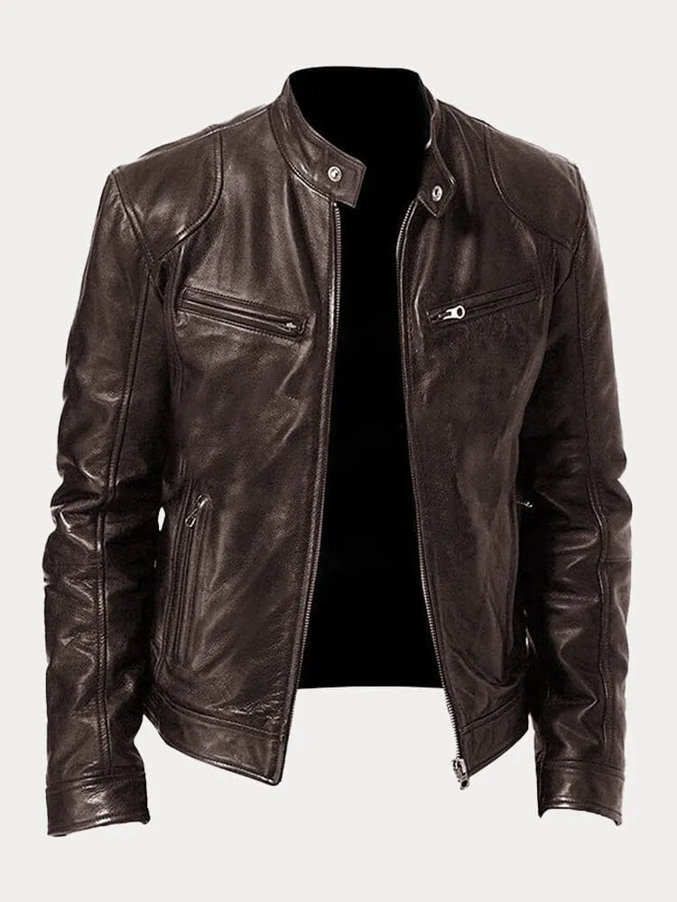 Chaqueta de Cuero Scott - Marrón Oscuro