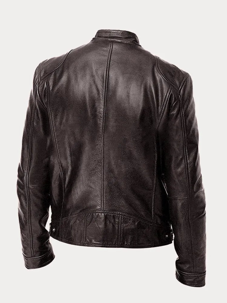Chaqueta de Cuero Scott - Marrón Oscuro