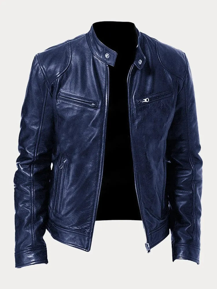Chaqueta de Cuero Scott - Azul Marino