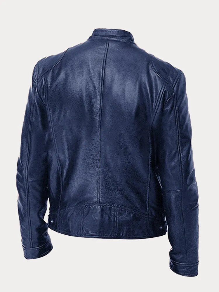 Chaqueta de Cuero Scott - Azul Marino