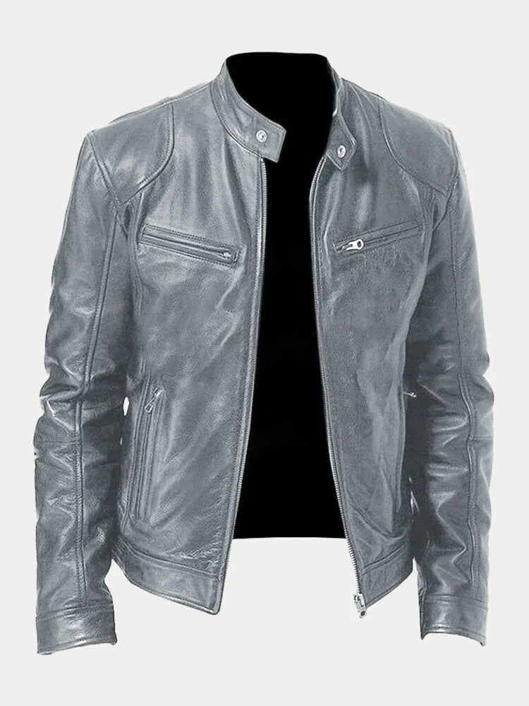 Chaqueta de Cuero Scott - Gris