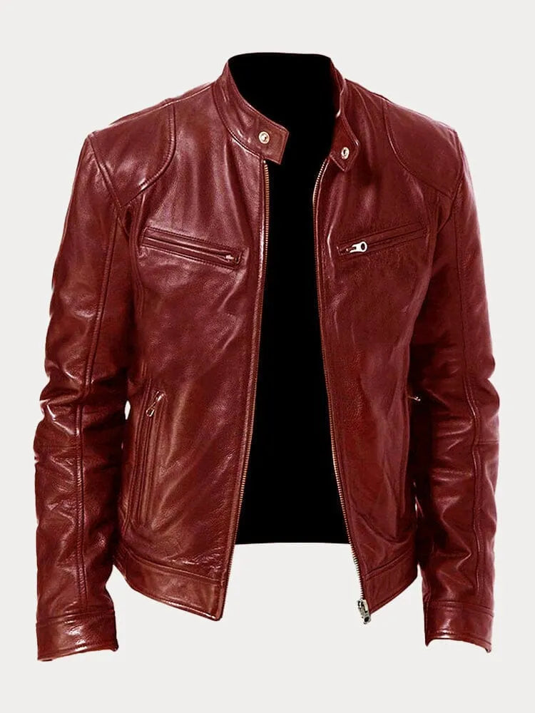 Chaqueta de Cuero Scott - Marrón Rojizo