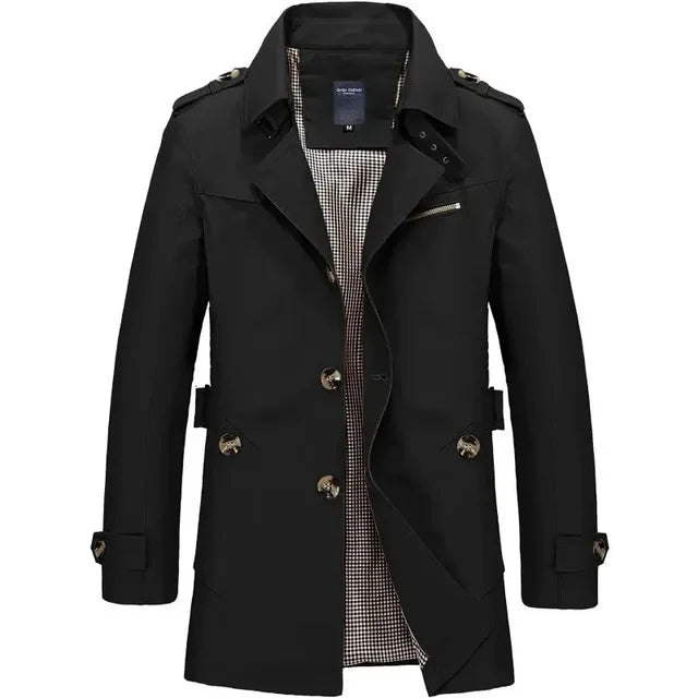 Gabardina de Algodón Bruno - Negro