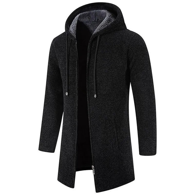Abrigo Largo con Capucha Elías - Negro